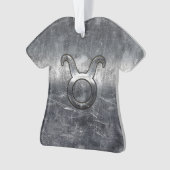 Taurus Zodiac Sign Grunge Distress Silver Style Ornament (voorkant)
