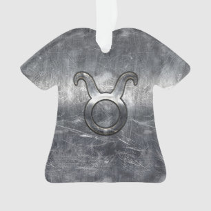 Taurus Zodiac Sign Grunge Distress Silver Style Ornament