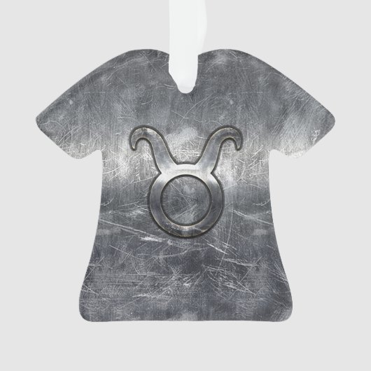 Taurus Zodiac Sign Grunge Distress Silver Style Ornament (voorkant)