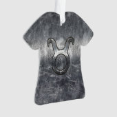 Taurus Zodiac Sign Grunge Distress Silver Style Ornament (voorkant)