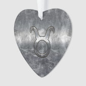 Taurus Zodiac Sign Grunge Distress Silver Style Ornament (voorkant)