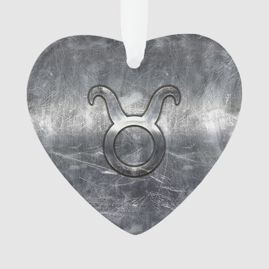 Taurus Zodiac Sign Grunge Distress Silver Style Ornament (voorkant)