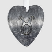 Taurus Zodiac Sign Grunge Distress Silver Style Ornament (voorkant)