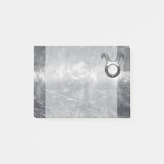 Taurus Zodiac Sign Grunge Distress Silver Style Post-it® Notes (Voorkant)