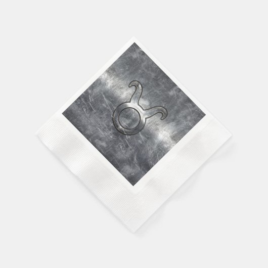 Taurus Zodiac Sign Grunge Distress Silver Style Servetten (Hoek)