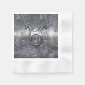 Taurus Zodiac Sign Grunge Distress Silver Style Servetten (Voorkant)