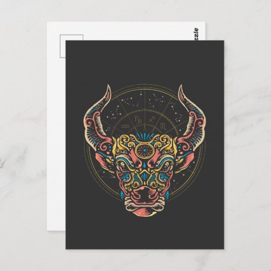 Taurus Zodiac Sign Horoscope Art Briefkaart (Voorkant / Achterkant)