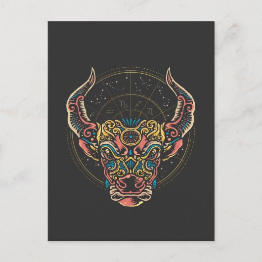 Taurus Zodiac Sign Horoscope Art Briefkaart (Voorkant)