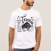 Taurus Zodiac Sign Horoscope Personality Traits T T-shirt (Voorkant)
