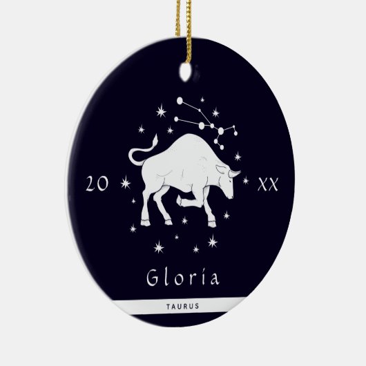 Taurus Zodiac Sign Horoscope Symboolnaam Jaar Keramisch Ornament (Rechts)