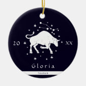 Taurus Zodiac Sign Horoscope Symboolnaam Jaar Keramisch Ornament (Voorkant)