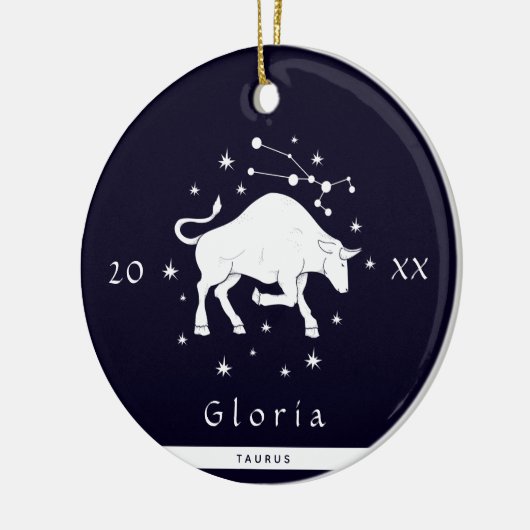Taurus Zodiac Sign Horoscope Symboolnaam Jaar Keramisch Ornament (Links)