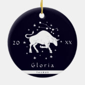 Taurus Zodiac Sign Horoscope Symboolnaam Jaar Keramisch Ornament (Achterkant)