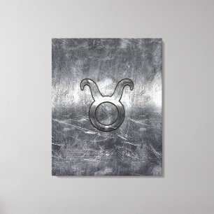 Taurus Zodiac Sign in Grunge Distress Style Canvas Afdruk