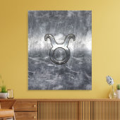 Taurus Zodiac Sign in Grunge Distress Style Canvas Afdruk (Insitu (Woonkamer))