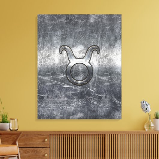 Taurus Zodiac Sign in Grunge Distress Style Canvas Afdruk (Insitu (Woonkamer))
