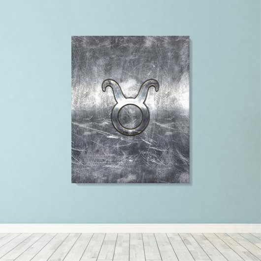 Taurus Zodiac Sign in Grunge Distress Style Canvas Afdruk (Insitu (Houten vloer))