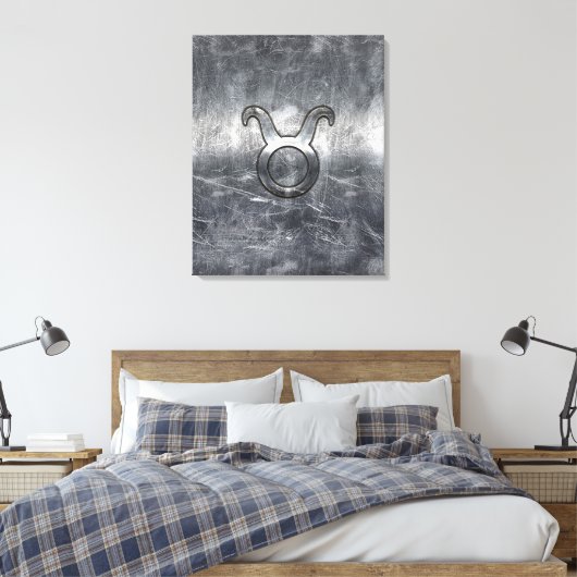 Taurus Zodiac Sign in Grunge Distress Style Canvas Afdruk (Insitu (Slaapkamer))