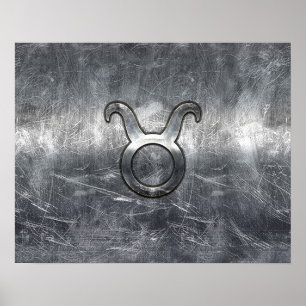 Taurus Zodiac Sign in Grunge Distress Style Poster