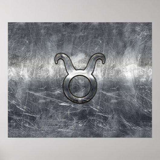 Taurus Zodiac Sign in Grunge Distress Style Poster (Voorkant)