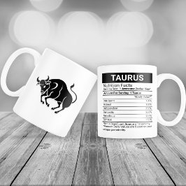 Taurus Zodiac Sign met Nutrition Facts, Grote Koffiekop