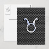 Taurus Zodiac Sign on Black Carbon Fiber Print Briefkaart (Voorkant / Achterkant)