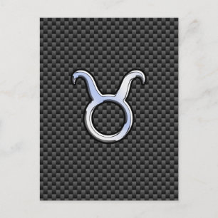 Taurus Zodiac Sign on Black Carbon Fiber Print Briefkaart