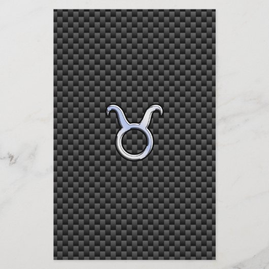 Taurus Zodiac Sign on Black Carbon Fiber Print Briefpapier (Voorkant)