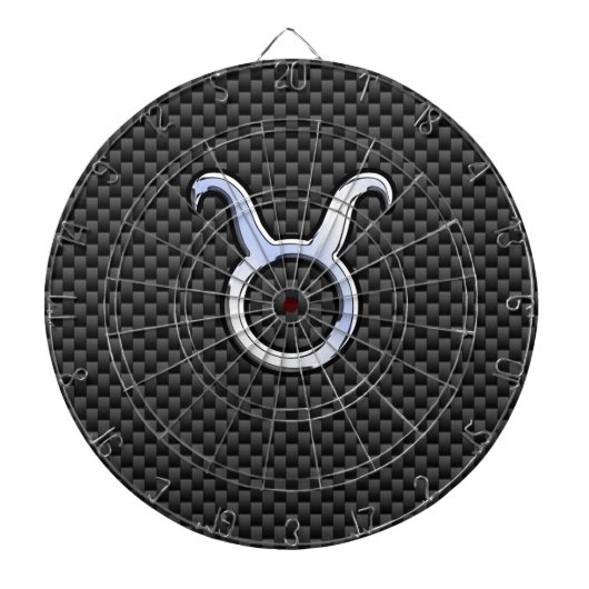 Taurus Zodiac Sign on Black Carbon Fiber Print Dartbord (Voorkant)