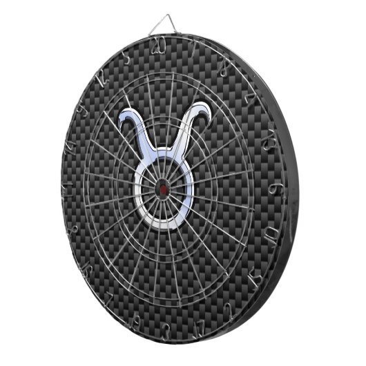 Taurus Zodiac Sign on Black Carbon Fiber Print Dartbord (Voorkant Rechts)