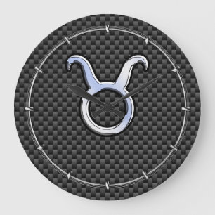 Taurus Zodiac Sign on Black Carbon Fiber Print Grote Klok