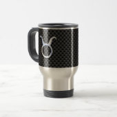 Taurus Zodiac Sign on Black Carbon Fiber Print Reisbeker (Voorkant links)