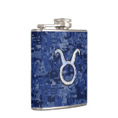 Taurus Zodiac Sign on Blue Digital Camouflage Heupfles (Rechts)