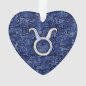 Taurus Zodiac Sign on Blue Digital Camouflage Ornament (voorkant)