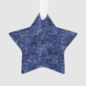 Taurus Zodiac Sign on Blue Digital Camouflage Ornament (achterkant)