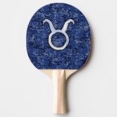 Taurus Zodiac Sign on Blue Digital Camouflage Tafeltennisbatje (Voorkant)