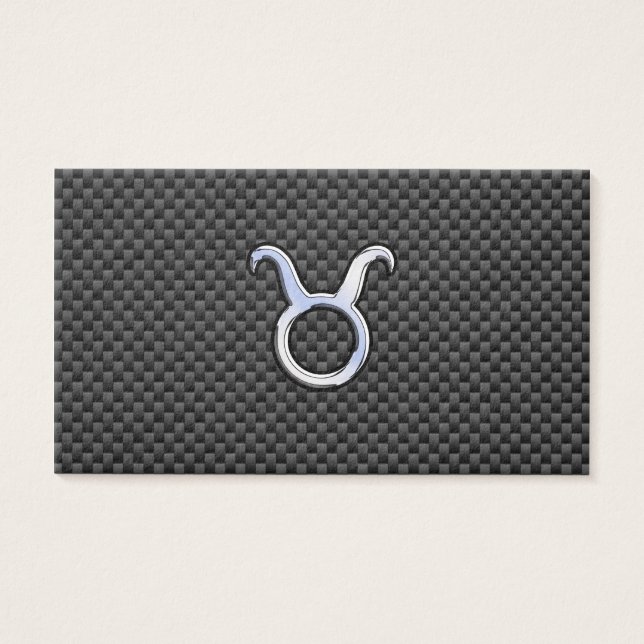 Taurus Zodiac Sign on Charcoal Carbon Fiber Print Visitekaartjes (Voorkant)