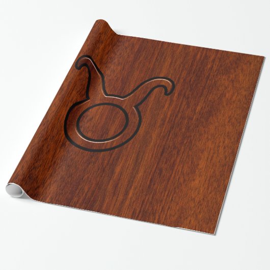 Taurus Zodiac Sign on Mahogany Style Cadeaupapier (Uitgerold)