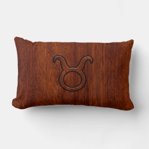 Taurus Zodiac Sign on Mahogany Style Kussen