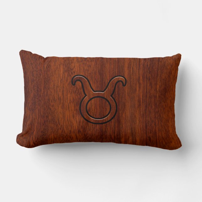 Taurus Zodiac Sign on Mahogany Style Kussen (Voorkant)