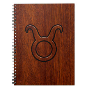 Taurus Zodiac Sign on Mahogany Style Notitieboek