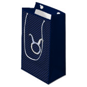 Taurus Zodiac Sign on Navy Blue Carbon Style Klein Cadeauzakje (Voorkant Gekanteld)