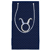 Taurus Zodiac Sign on Navy Blue Carbon Style Klein Cadeauzakje (Voorkant)