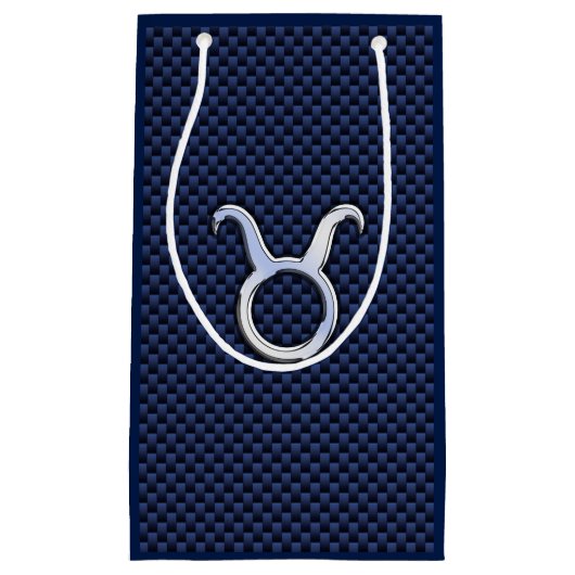 Taurus Zodiac Sign on Navy Blue Carbon Style Klein Cadeauzakje (Voorkant)