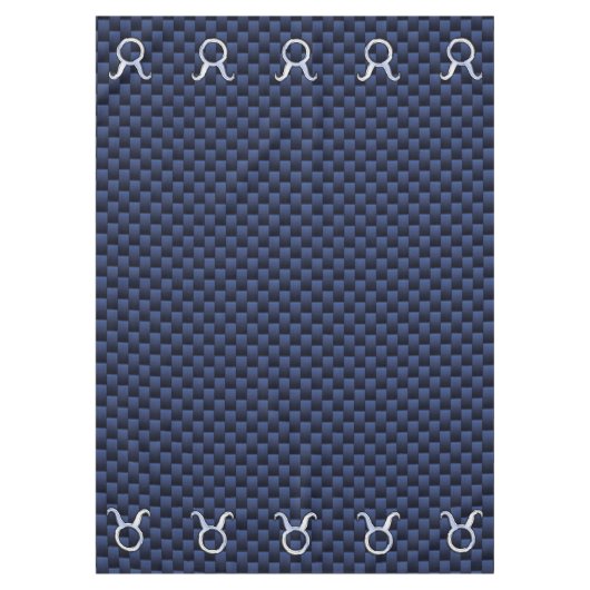Taurus Zodiac Sign on Navy Blue Carbon Style Tafelkleed (Voorkant)
