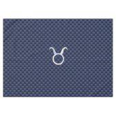 Taurus Zodiac Sign on Navy Blue Carbon Style Tafelkleed (Voorkant (Horizontaal))