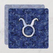 Taurus Zodiac Sign on Navy Blue Digital Camo (Voorkant / Achterkant)
