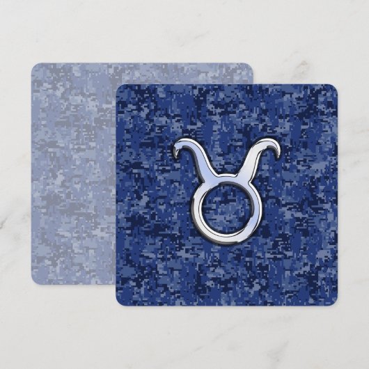 Taurus Zodiac Sign on Navy Blue Digital Camo (Voorkant / Achterkant)