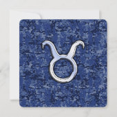 Taurus Zodiac Sign on Navy Blue Digital Camo (Voorkant)