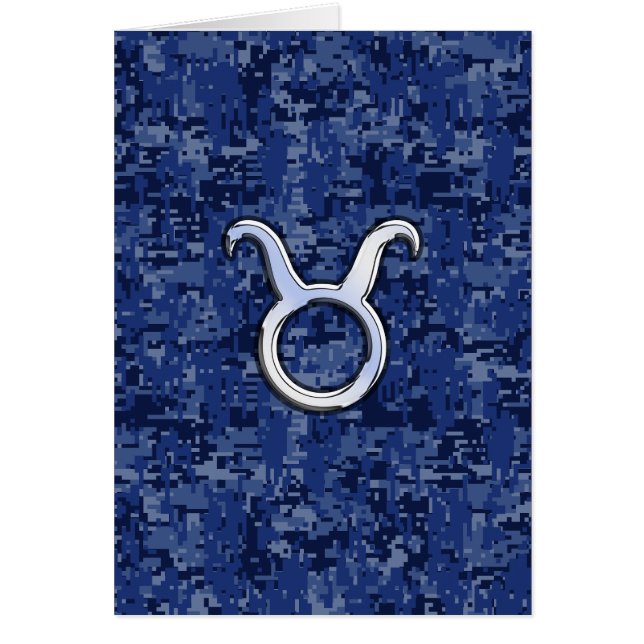 Taurus Zodiac Sign on Navy Blue Digital Camouflage (Voorkant)